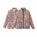 Women Vintage Floral Quilted Puffer Jacket Loose Standing Collar Polyester Padded Coat With Silk Cotton Filling Warm Winter Outerwear For Ladies Women Vintage Floral Quilted Puffer Jacket Loose Standing Collar Polyester Padded Coat With Silk Cotton Filling Warm Winter Outerwear For Ladies