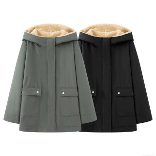 Women's Loose Casual Hooded Parka Coat With Thick Sherpa Fleece Lining Long Sleeve Windproof Polyester Cotton-Padded Jacket For Winter Daily Outdoor Wear Women's Loose Casual Hooded Parka Coat With Thick Sherpa Fleece Lining Long Sleeve Windproof Polyester Cotton-Padded Jacket For Winter Daily Outdoor Wear