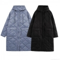 Women's Fashion Leisure Long Diamond Lattice Quilted Hooded Cotton-padded Jacket Loose Warm Winter Puffer Coat Windproof Padded Outwear With Pockets Women's Fashion Leisure Long Diamond Lattice Quilted Hooded Cotton-padded Jacket Loose Warm Winter Puffer Coat Windproof Padded Outwear With Pockets