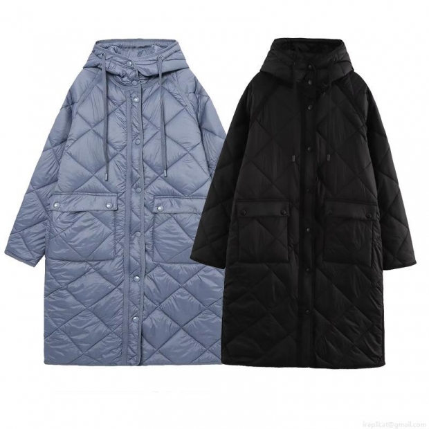 Women's Fashion Leisure Long Diamond Lattice Quilted Hooded Cotton-padded Jacket Loose Warm Winter Puffer Coat Windproof Padded Outwear With Pockets Women's Fashion Leisure Long Diamond Lattice Quilted Hooded Cotton-padded Jacket Loose Warm Winter Puffer Coat Windproof Padded Outwear With Pockets