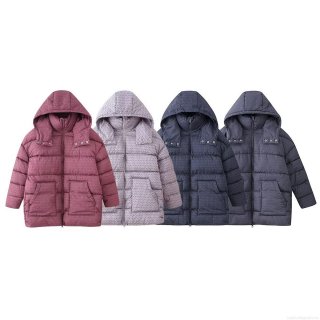 Women's Fashion Geometric Print Hooded Cotton-Padded Jacket Thick Warm Winter Outwear Casual Retro Zip-Up Long Sleeve Coat With Pockets