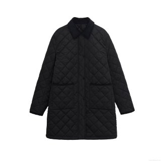 Women's Loose Diamond Quilted Jacket Long Sleeve Button Down Puffer Coat With Corduroy Collar And Pockets Casual Fall Winter Outwear Women's Loose Diamond Quilted Jacket Long Sleeve Button Down Puffer Coat With Corduroy Collar And Pockets Casual Fall Winter Outwear