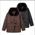 Women's Padded Puffer Jacket With Detachable Faux Fur Collar Thickened Quilted Winter Coat With Bow Tie Belt Mid-Length Warm Windproof Outwear For Women Women's Padded Puffer Jacket With Detachable Faux Fur Collar Thickened Quilted Winter Coat With Bow Tie Belt Mid-Length Warm Windproof Outwear For Women