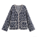 Women's Vintage Floral Quilted Jacket V-Neck Single Breasted Padded Coat Retro Lightweight Winter Outerwear For Women Casual Warm Puffer Jacket Women's Vintage Floral Quilted Jacket V-Neck Single Breasted Padded Coat Retro Lightweight Winter Outerwear For Women Casual Warm Puffer Jacket