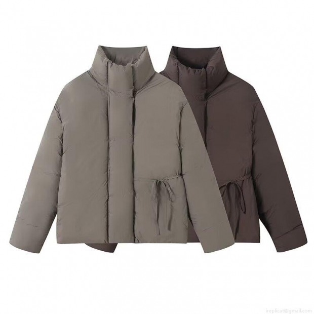 Women's Casual Winter Quilted Padded Jacket Stand Collar Lace-up Windproof Polyester Puffer Outerwear For Daily Warmth Solid Color Short Coat Women's Casual Winter Quilted Padded Jacket Stand Collar Lace-up Windproof Polyester Puffer Outerwear For Daily Warmth Solid Color Short Coat