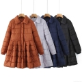 Women's Vintage Quilted Padded Jacket Mid-Length Flare Skirt Hem Cotton Blend Coat Warm Single Breasted Square Collar Winter Parka Outerwear Women's Vintage Quilted Padded Jacket Mid-Length Flare Skirt Hem Cotton Blend Coat Warm Single Breasted Square Collar Winter Parka Outerwear