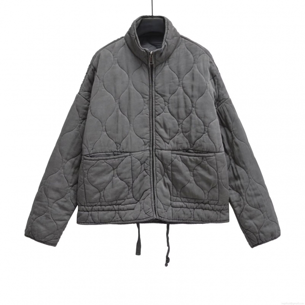 Women's Casual Quilted Puffer Jacket Stand Collar Zip Up Cotton Blend Padded Coat With Drawstring Hem Patch Pockets Vintage Loose Outerwear Winter Women's Casual Quilted Puffer Jacket Stand Collar Zip Up Cotton Blend Padded Coat With Drawstring Hem Patch Pockets Vintage Loose Outerwear Winter