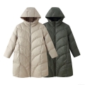 Women's Long Hooded Quilted Puffer Jacket Warm Cotton Padded Windproof Outerwear Solid Retro Style Coat For Women Winter Daily Casual Women's Long Hooded Quilted Puffer Jacket Warm Cotton Padded Windproof Outerwear Solid Retro Style Coat For Women Winter Daily Casual