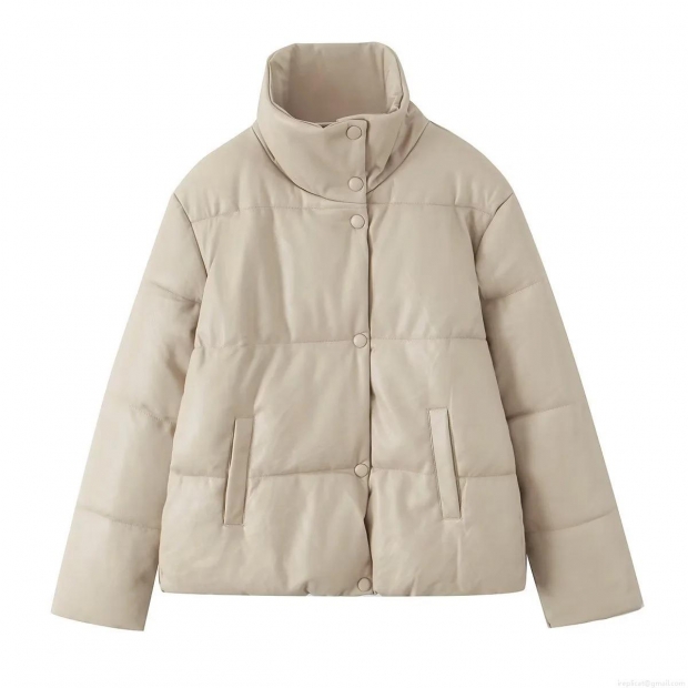 Women's Vintage Faux Leather Padded Jacket Stand Collar Single Breasted Warm Puffer Coat Winter Outerwear PU Leather Quilted Jacket For Women Women's Vintage Faux Leather Padded Jacket Stand Collar Single Breasted Warm Puffer Coat Winter Outerwear PU Leather Quilted Jacket For Women