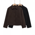 Women's Quilted Padded Jacket Turn-down Collar Single-breasted Puffer Coat With Patch Pockets Polyester Fall Winter Casual Streetwear Outerwear For Women Women's Quilted Padded Jacket Turn-down Collar Single-breasted Puffer Coat With Patch Pockets Polyester Fall Winter Casual Streetwear Outerwear For Women
