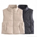 Women PU Leather Puffer Vest Stand Collar Quilted Sleeveless Padded Jacket Zip Up Warm Gilet Solid Color Fashion Casual Waistcoat For Women Daily Outwear Women PU Leather Puffer Vest Stand Collar Quilted Sleeveless Padded Jacket Zip Up Warm Gilet Solid Color Fashion Casual Waistcoat For Women Daily Outwear