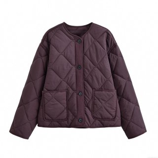 Women's Quilted Jacket Round Neck Diamond Lattice Padded Coat Solid Color Button Down Outerwear With Pockets Retro Casual Fashion Lady Lightweight Warm Cotton Jacket Women's Quilted Jacket Round Neck Diamond Lattice Padded Coat Solid Color Button Down Outerwear With Pockets Retro Casual Fashion Lady Lightweight Warm Cotton Jacket