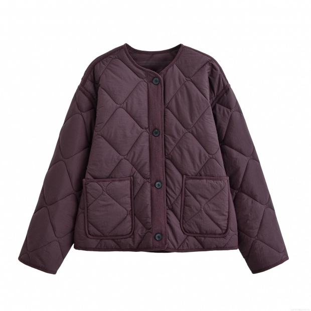 Women's Quilted Jacket Round Neck Diamond Lattice Padded Coat Solid Color Button Down Outerwear With Pockets Retro Casual Fashion Lady Lightweight Warm Cotton Jacket Women's Quilted Jacket Round Neck Diamond Lattice Padded Coat Solid Color Button Down Outerwear With Pockets Retro Casual Fashion Lady Lightweight Warm Cotton Jacket