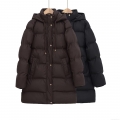 Women Winter Long Hooded Puffer Coat Thick Warm Polyester Cotton Padded Jacket With Metal Buttons Vintage Ethnic Style Windproof Outerwear Women Winter Long Hooded Puffer Coat Thick Warm Polyester Cotton Padded Jacket With Metal Buttons Vintage Ethnic Style Windproof Outerwear