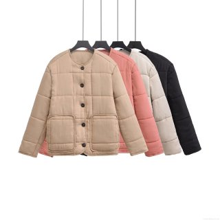 Women's Quilted Lightweight Puffer Jacket Long Sleeve Round Neck Button Up 100% Cotton Coat Casual Retro Warm Outerwear With Pockets For Women Women's Quilted Lightweight Puffer Jacket Long Sleeve Round Neck Button Up 100% Cotton Coat Casual Retro Warm Outerwear With Pockets For Women