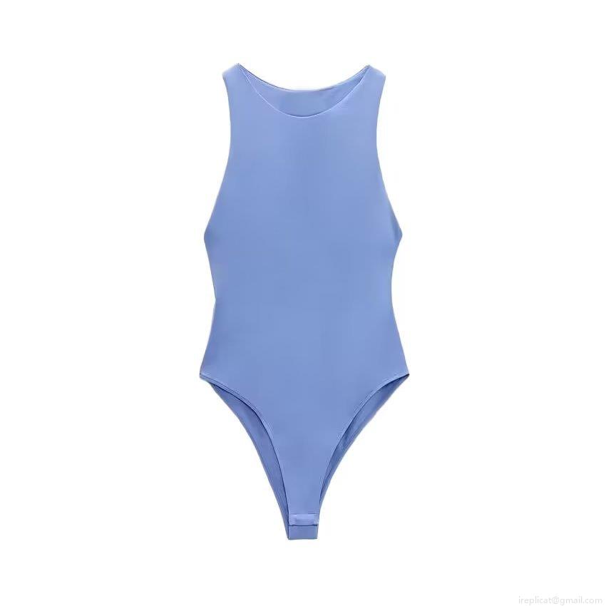 Women Halter Neck Bodysuit Y2K Summer Sleeveless Slim Fit Solid Color Polyester Jumpsuit Top Streetwear Party Clubwear Body Suit with Snap Button Crotch