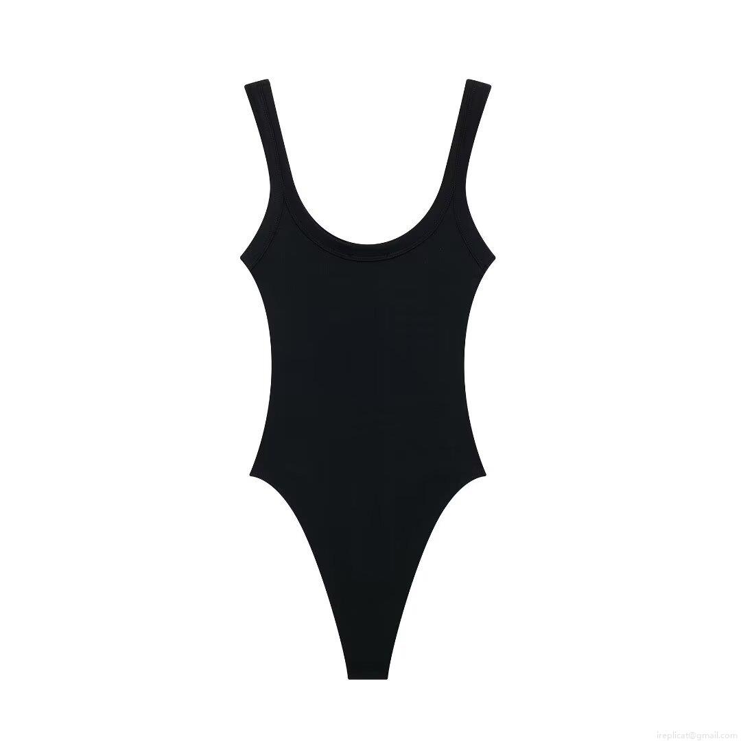 Women's Sleeveless Ribbed Bodysuit Sexy Backless Slim Fit Jumpsuit Solid Color U-Neck Stretchy Streetwear One Piece Top For Summer Daily Party
