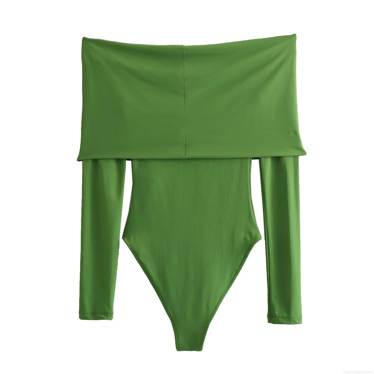 Women's Sexy Off-The-Shoulder Long Sleeve Bodysuit Solid Color Slim Fit Polyester Spandex Milk Silk Jumpsuit For Party Clubwear Summer Spring Fashion Body Suit