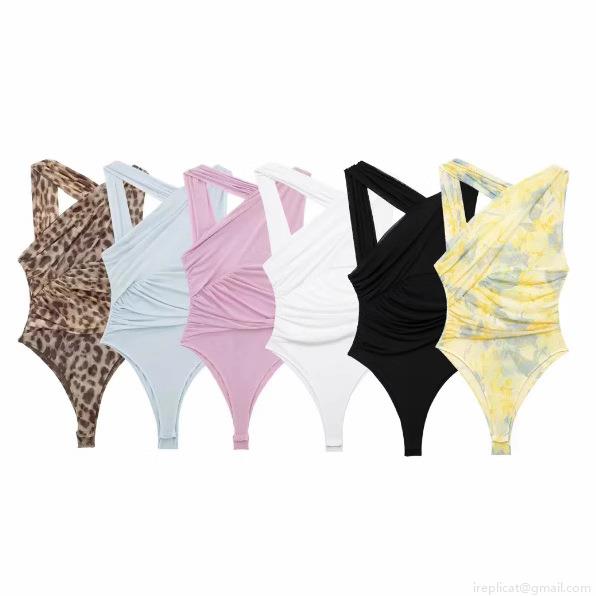 Women's Sexy Asymmetrical Ruched Mesh Bodysuit One Shoulder Cross Knitted Bodysuit Tops For Party Club Night Out Elegant Slim Fit Jumpsuits Women's Sexy Asymmetrical Ruched Mesh Bodysuit One Shoulder Cross Knitted Bodysuit Tops For Party Club Night Out Elegant Slim Fit Jumpsuits