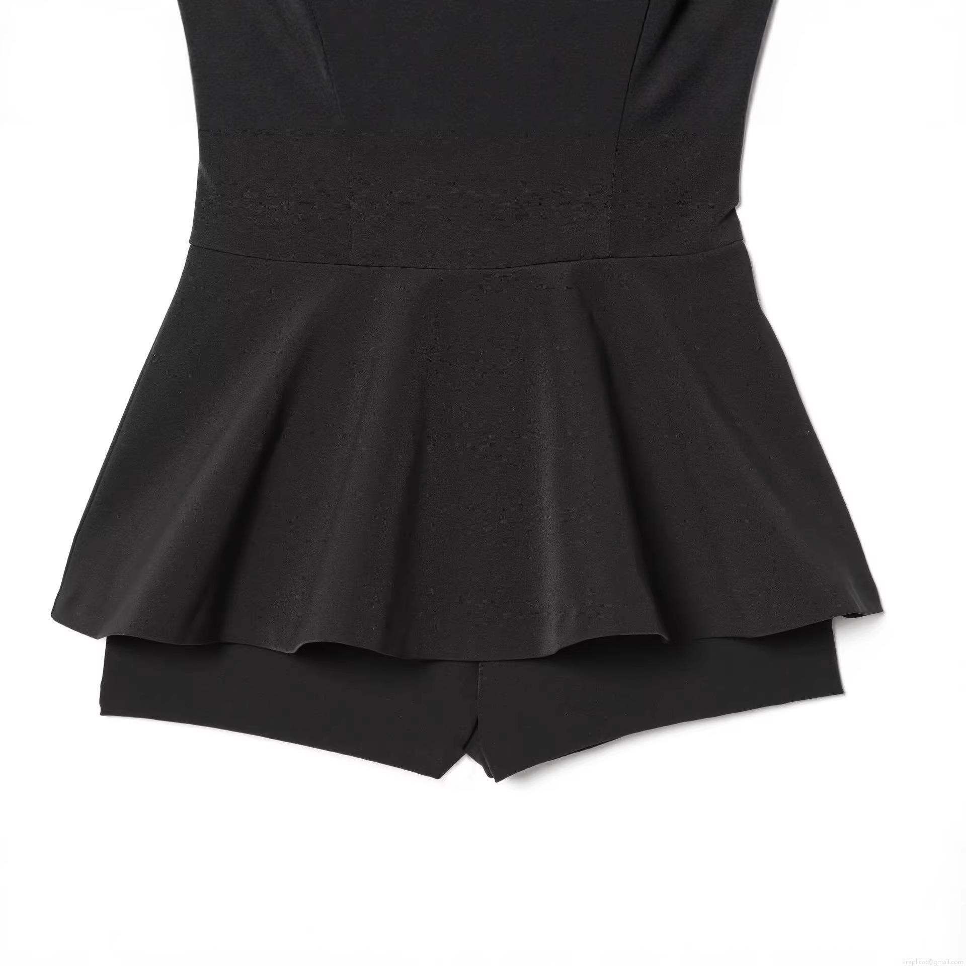 Women's Sexy Strapless Tube Top Romper With Peplum Waist Solid Black Backless Polyester Jumpsuit Summer Club Party Short Jumpsuits For Ladies