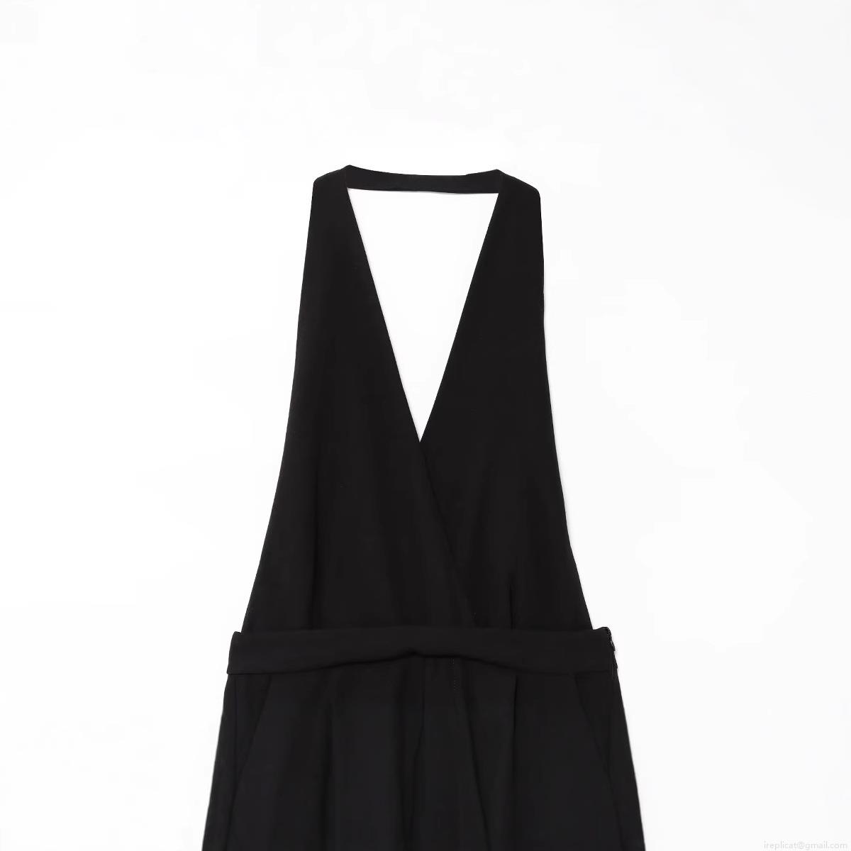 Women's Sexy Halter Neck Deep V Backless Jumpsuit With Back Bow Tie High Waist Wide Leg Long Pants Polyester Cotton Blend Elegant Streetwear One Piece Outfit