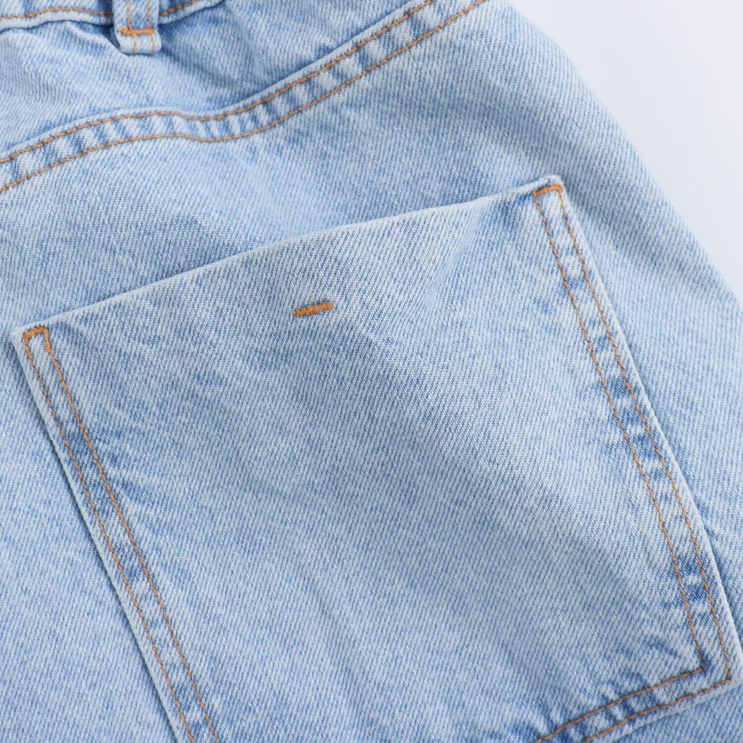 Women's Summer Short Sleeve Denim Romper Washed Cotton Turn-down Collar Button Up Cargo Jumpsuit With Pockets Casual Utility Playsuit Fashion One Piece Outfit