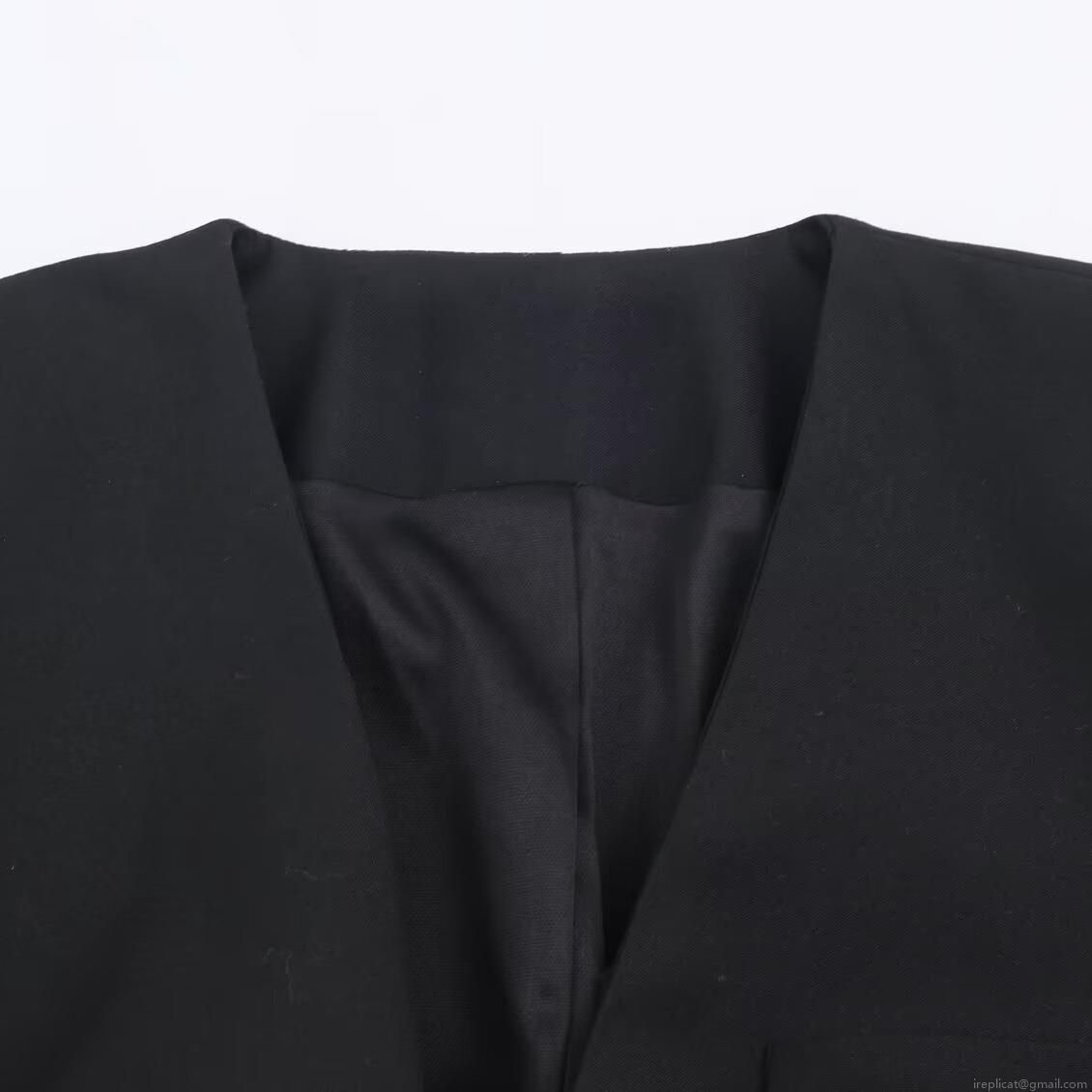 Women's Elegant Black Blazer Jumpsuit Long Sleeve Deep V-Neck Collarless Shorts Romper With Shoulder Pads Double Breasted Button Slim Fit Woven Polyester Spandex One Piece Playsuit