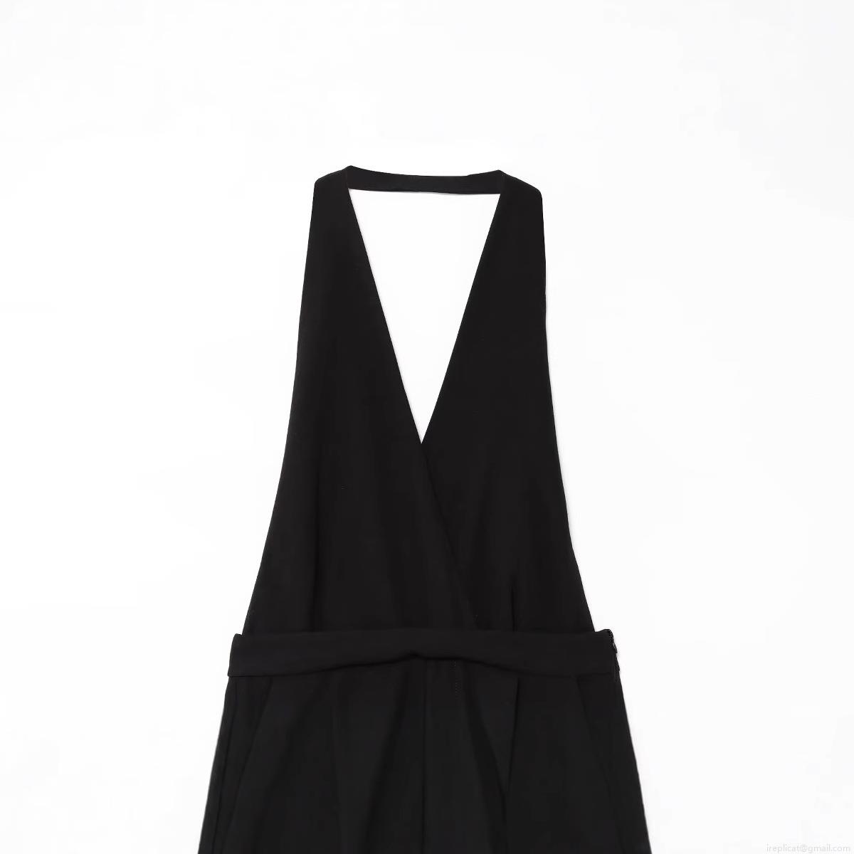 Women's Halter V Neck Jumpsuit Cotton Linen Sleeveless Wide Leg Pants Romper With Bow Tie Waist Elegant One Piece Long Playsuit For Party Summer Evening Clubwear