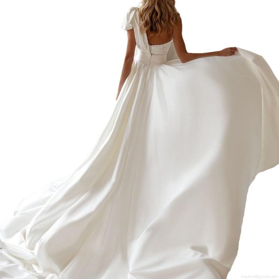 Elegant Sequin One Shoulder Jumpsuit Dress With Large Satin Bow And Long Train Sexy Bodycon Mini Party Evening Gown For Wedding Banquet Celebration Women Clothing