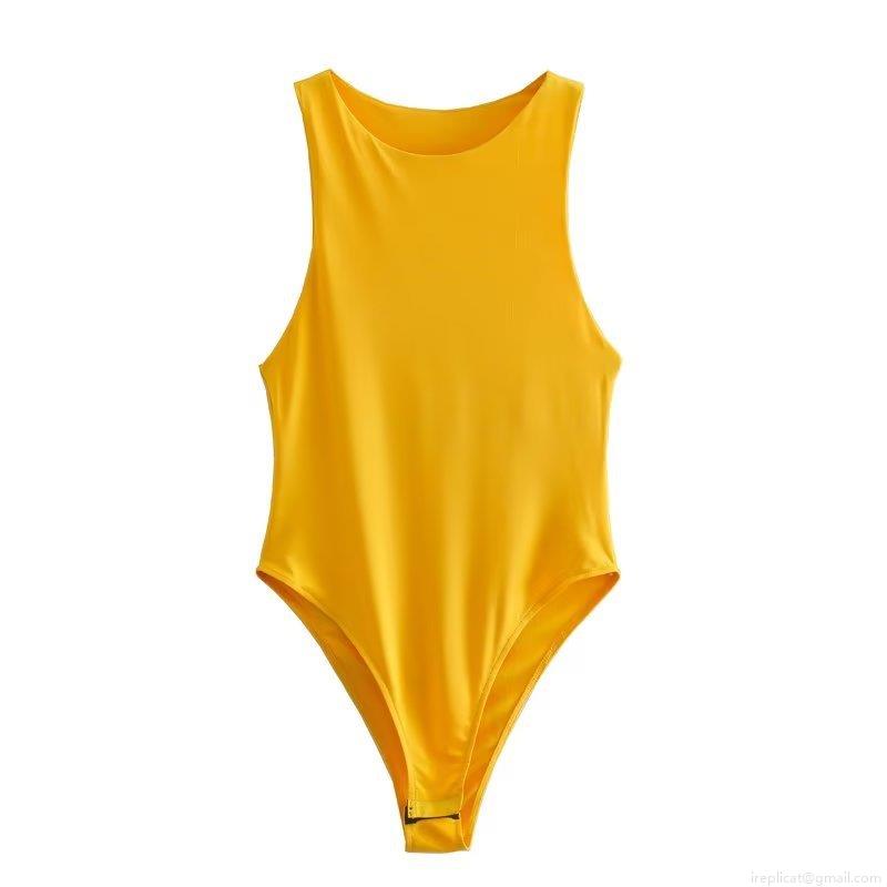 Women's Sleeveless Bodysuit Mock Neck Solid Color High Elasticity Slim Fit One Piece Jumpsuit With Bottom Snaps For Summer Casual Club Party Streetwear
