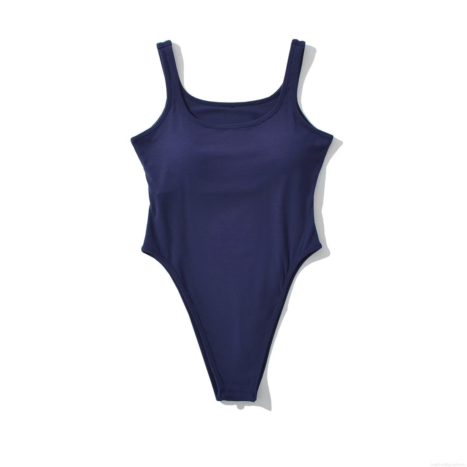 Women's Sexy Sleeveless Ribbed Knit Bodysuit Square Neck Slim Fit Solid Color One Piece Tank Top Jumpsuit High Cut Streetwear Summer Beachwear Bodysuit