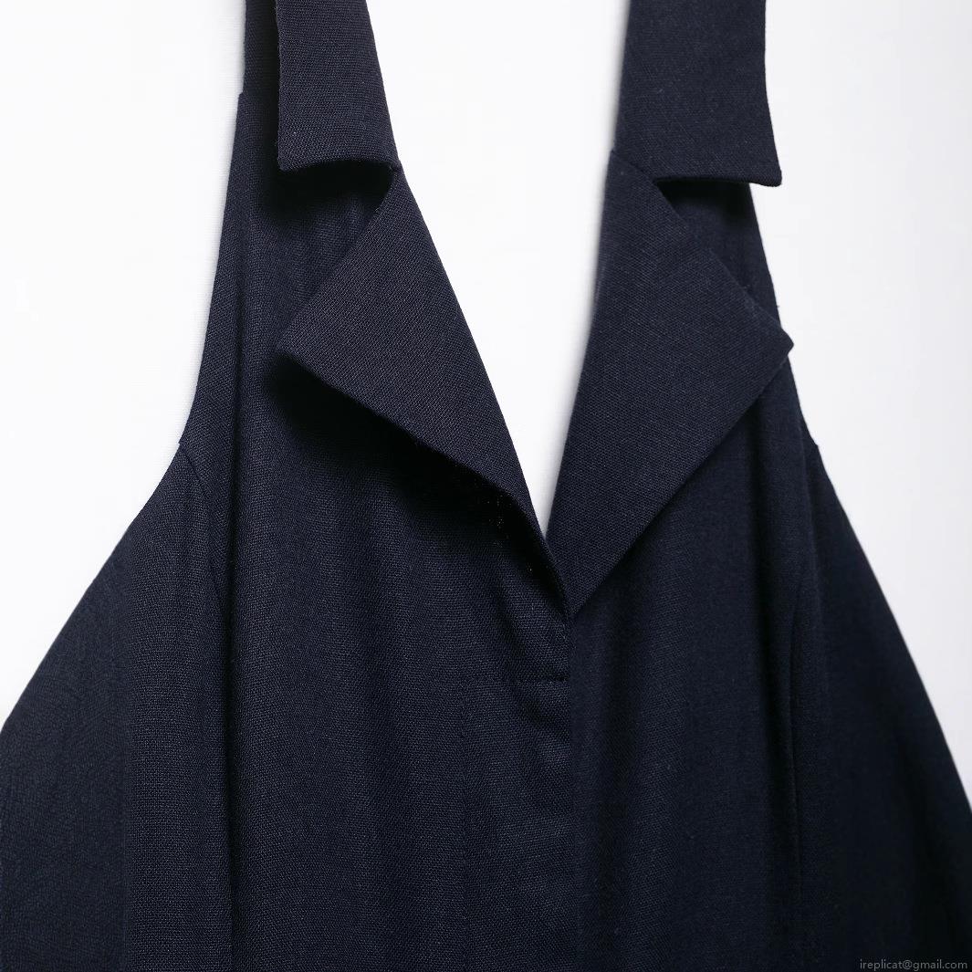Women's Halter Neck V-Neck Backless Jumpsuit With Belt Elegant Wide Leg Office Street Chic Summer Navy Blue Polyester Jumpsuit