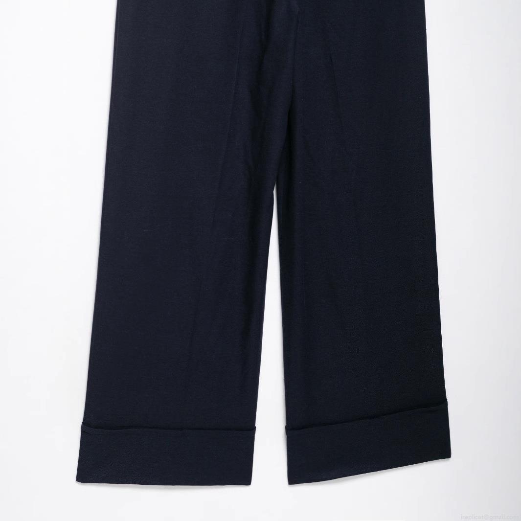 Women's Halter Neck V-Neck Backless Jumpsuit With Belt Elegant Wide Leg Office Street Chic Summer Navy Blue Polyester Jumpsuit