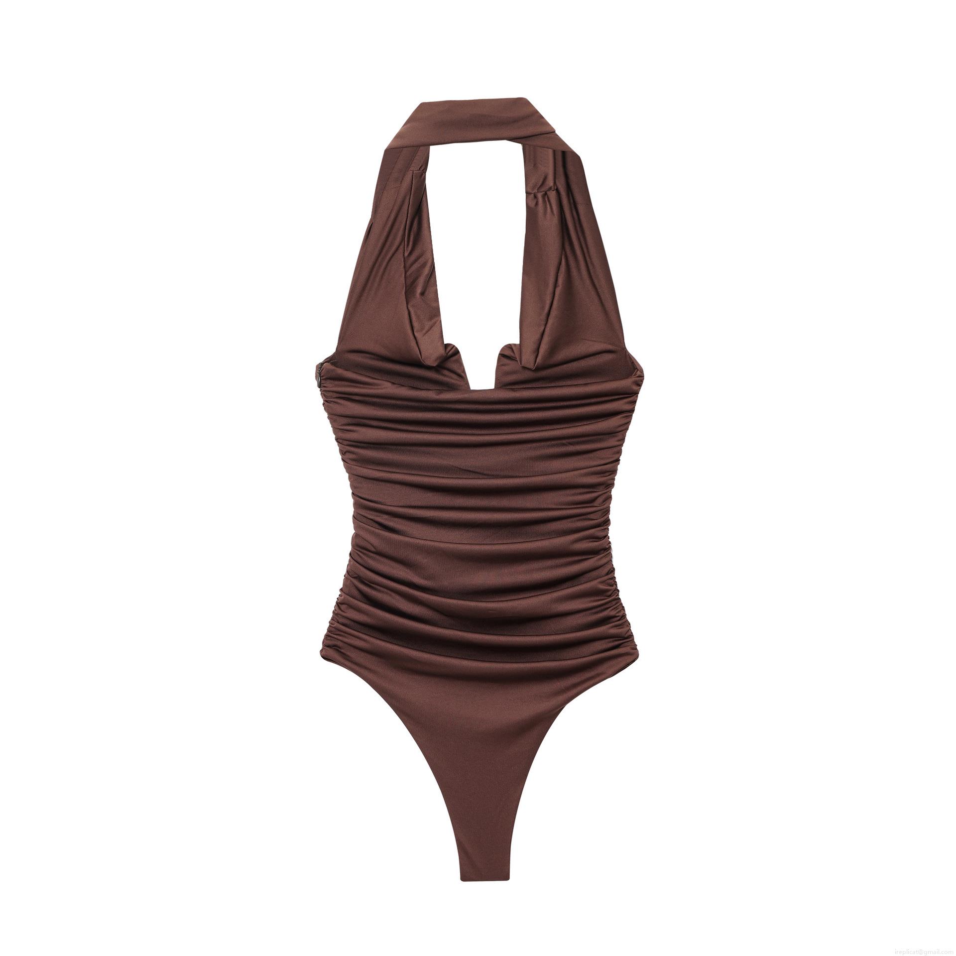 Women's Sexy Ruched Bodysuit Off-Shoulder V-Neck Sleeveless Solid Color Slim Fit Jumpsuit Streetwear Party Top Elegant Skinny Clubwear One-Piece Outfit Autumn Fashion Casual Stretch Fabric