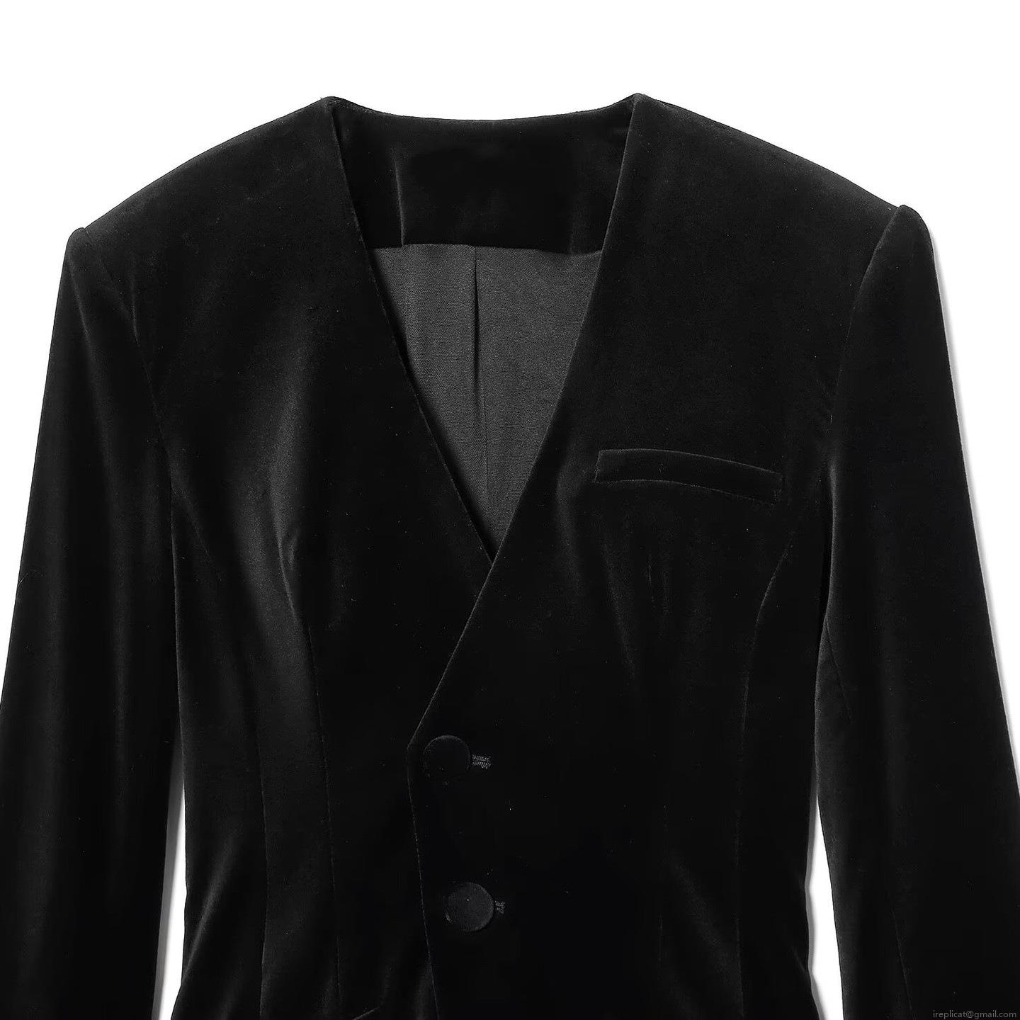 Women Elegant Black Velvet Blazer Jumpsuit Deep V Neck Long Sleeve Short Romper For Commuter Party Fashion Autumn Winter Velvet Bodysuit