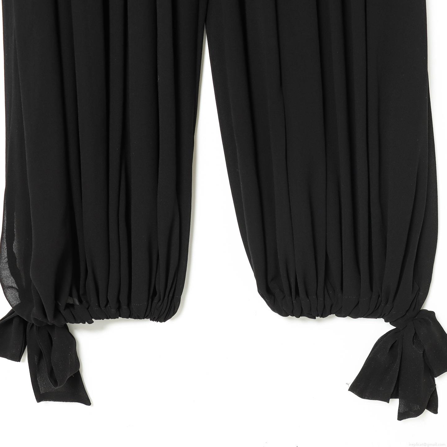 Women's Solid Black High Neck Long Sleeve Jumpsuit Loose Fit High Waist Pleated One Piece Romper With Thumbholes Bow Tie Ankle For Casual Winter