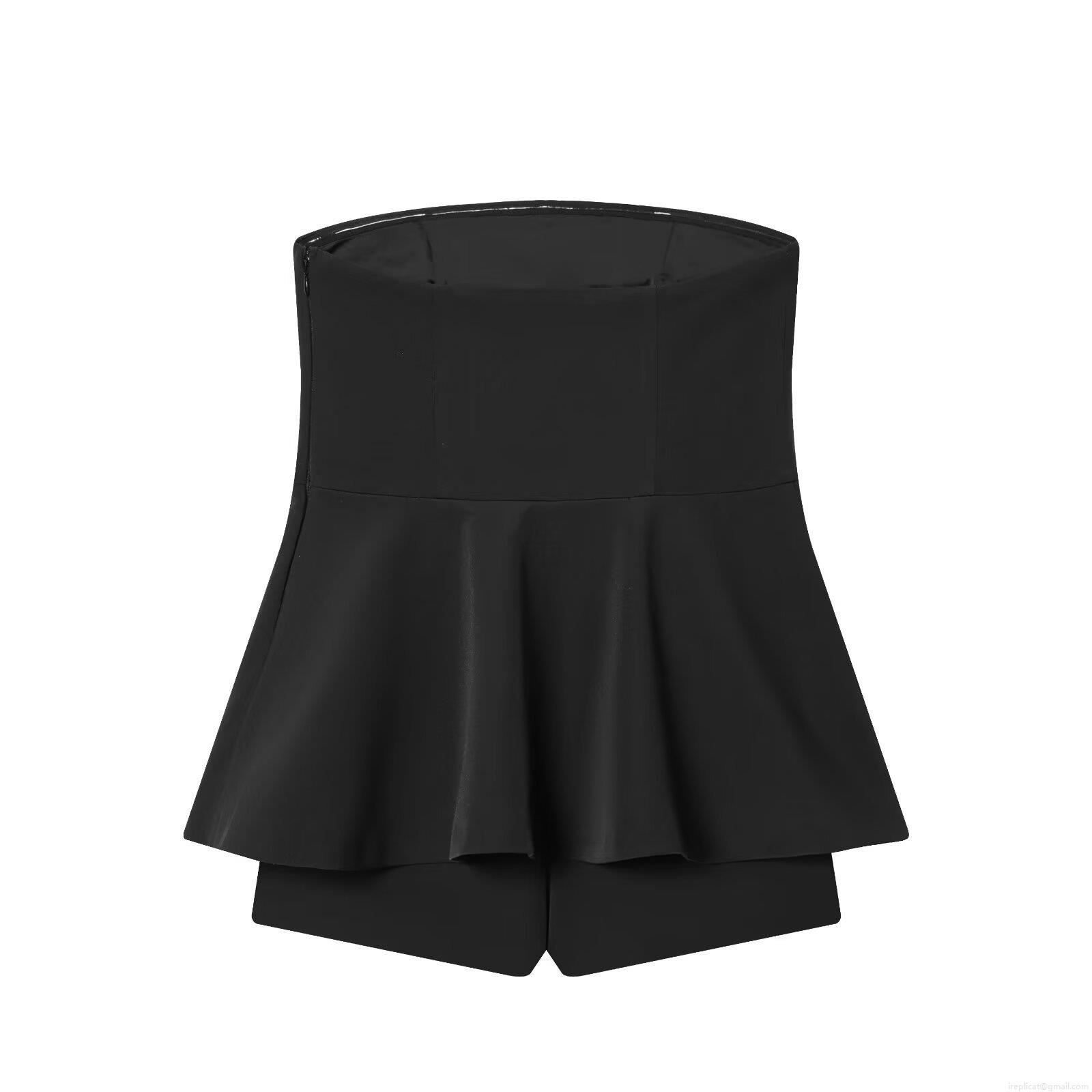 Women's Sexy Off-The-Shoulder Peplum Romper Sleeveless Solid Black Mini Jumpsuit Elegant Party Night Out Slim Fit One-Piece Playsuit