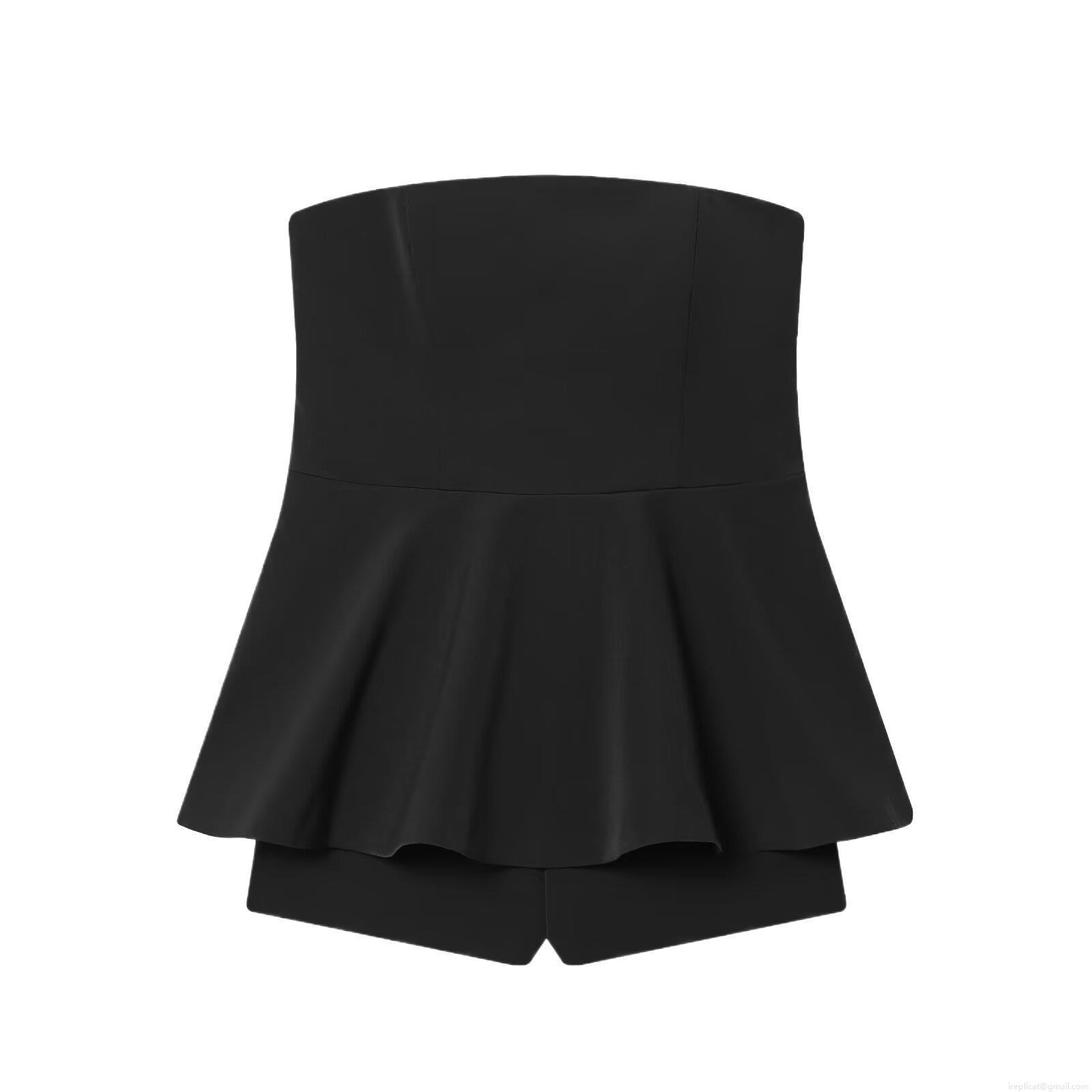 Women's Sexy Off-The-Shoulder Peplum Romper Sleeveless Solid Black Mini Jumpsuit Elegant Party Night Out Slim Fit One-Piece Playsuit