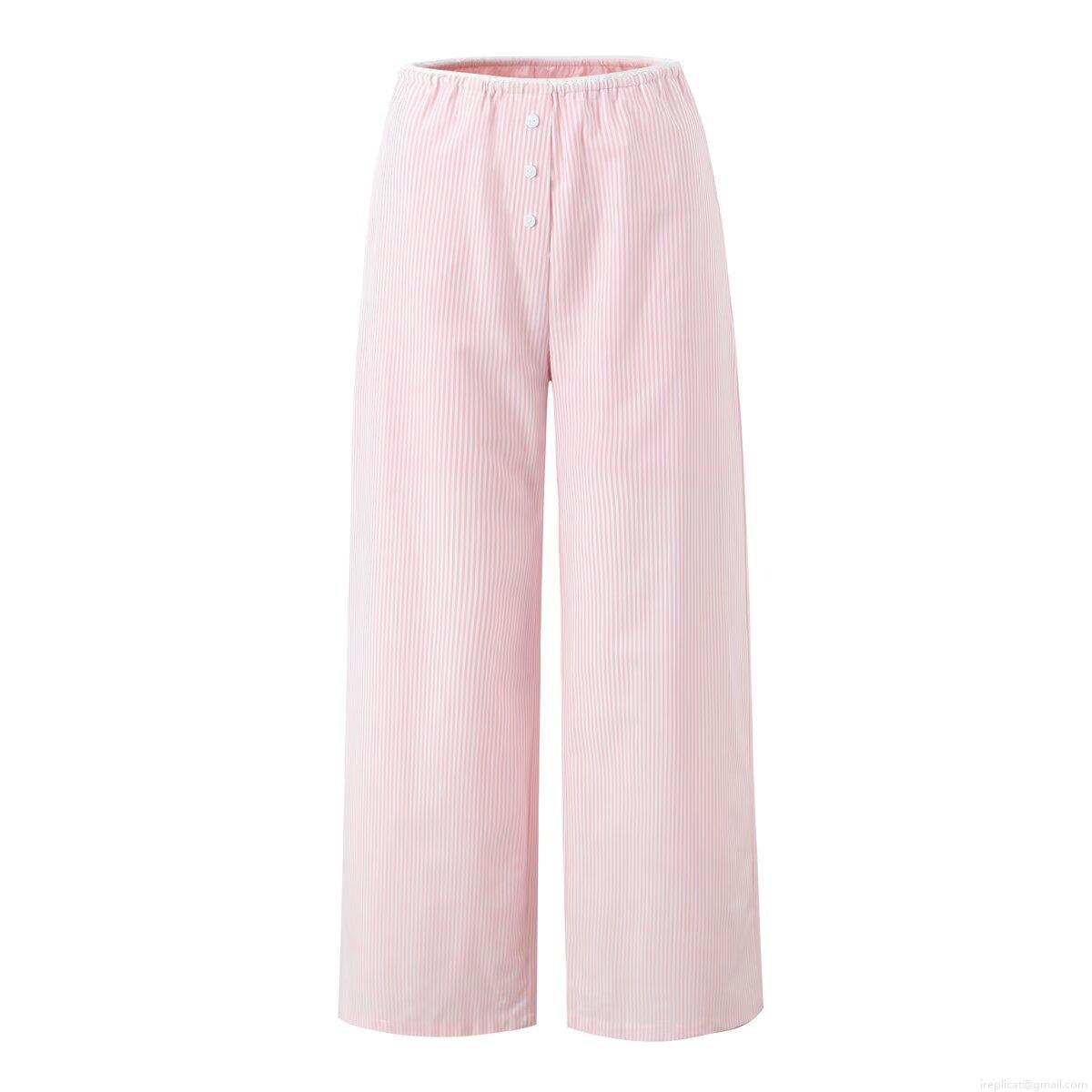Women's Striped 3 Piece Loungewear Set Cotton Blend Long Sleeve Button Down Shirt Camisole Tank Top Lace Trim Shorts Casual Summer Home Pajamas Outfit