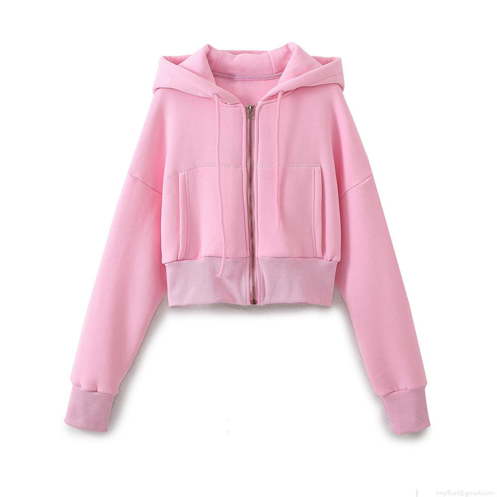 Women's 3-Piece Loungewear Set Cotton Blend Zip Up Hooded Crop Sweatshirt Ribbed Tube Top And Wide Leg Jogger Pants Casual Tracksuit Streetwear
