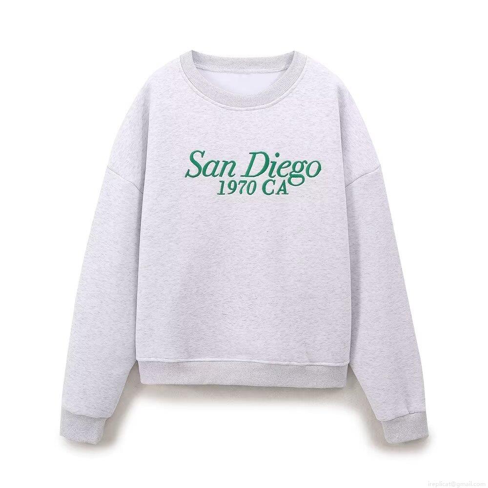 Women's Casual Heather Grey Fleece Lined Two Piece Set San Diego Letter Print Sweatshirt And Drawstring Sweatpants Pullover Jogger Suit