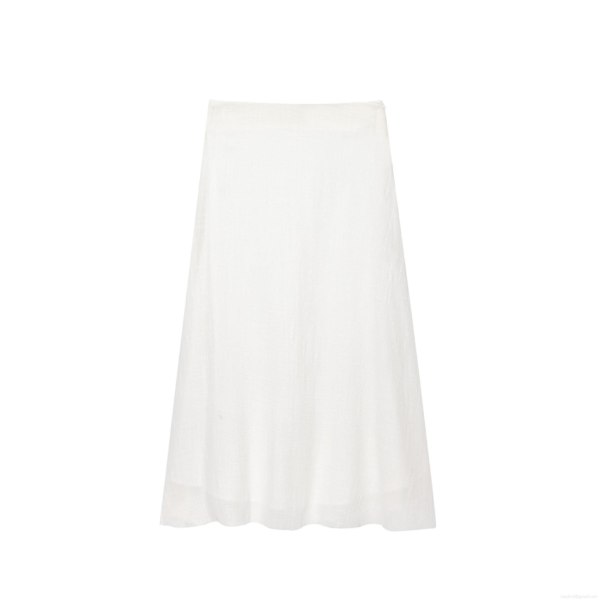 Summer Women Halter Neck Sleeveless Tie Top And High Waist Midi Skirt Two Piece Set Plain White Polyester Cotton Linen Blend Casual Outfits