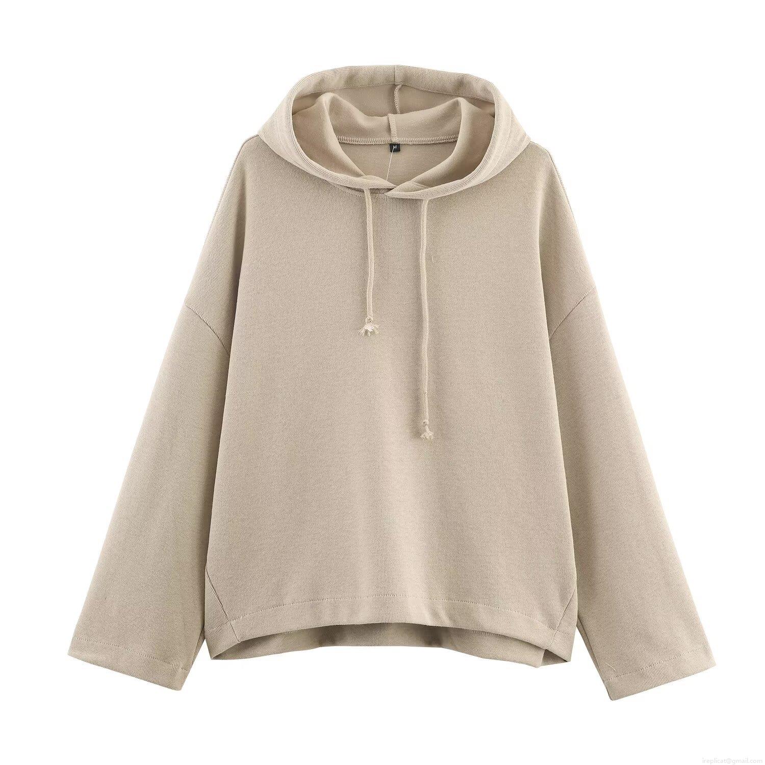 Women's Casual Knit Hooded Sweatshirt and Sweatpants Set 85% Cotton 15% Polyester Long Sleeve Oversized Pullover Straight Leg Lounge Pants Tracksuit