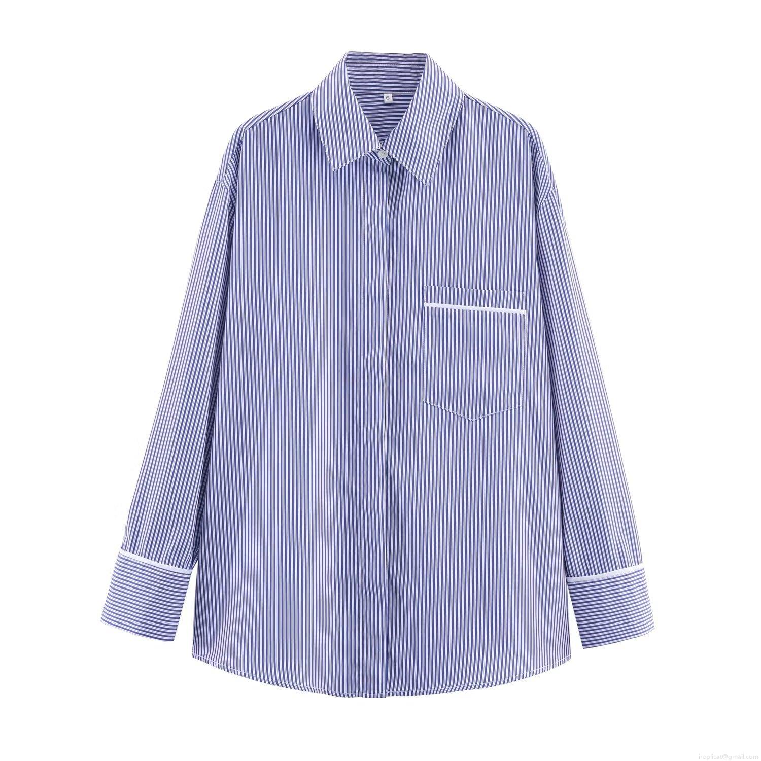 Women's Striped Long Sleeve Button Down Shirt and High Waist Pants Two Piece Set Polyester Casual Streetwear Loungewear Outfit Fashion Set
