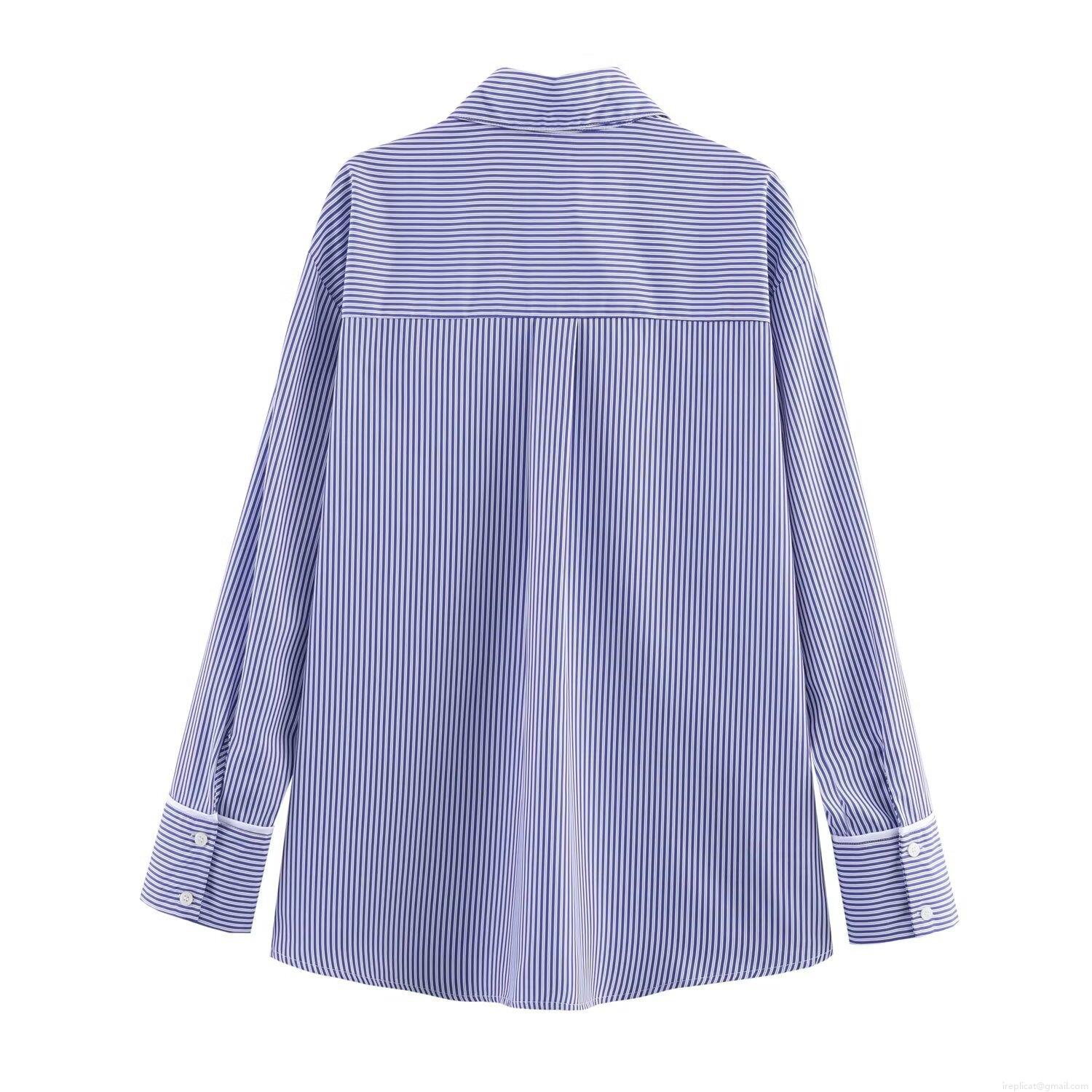 Women's Striped Long Sleeve Button Down Shirt and High Waist Pants Two Piece Set Polyester Casual Streetwear Loungewear Outfit Fashion Set