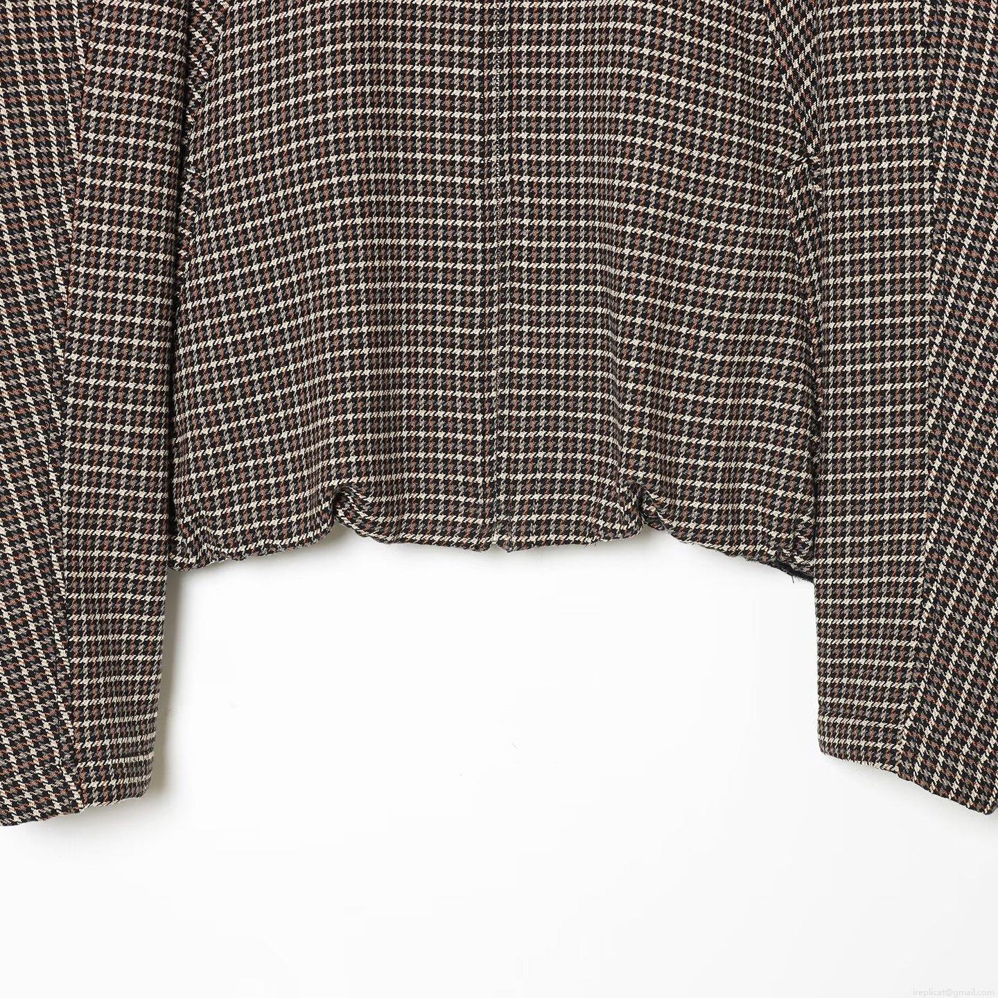 Women Retro Houndstooth Two Piece Set Boucle Tweed Zipper Jacket And Belted Split Mini Skirt Casual British Style Autumn Winter Outfits For Lady