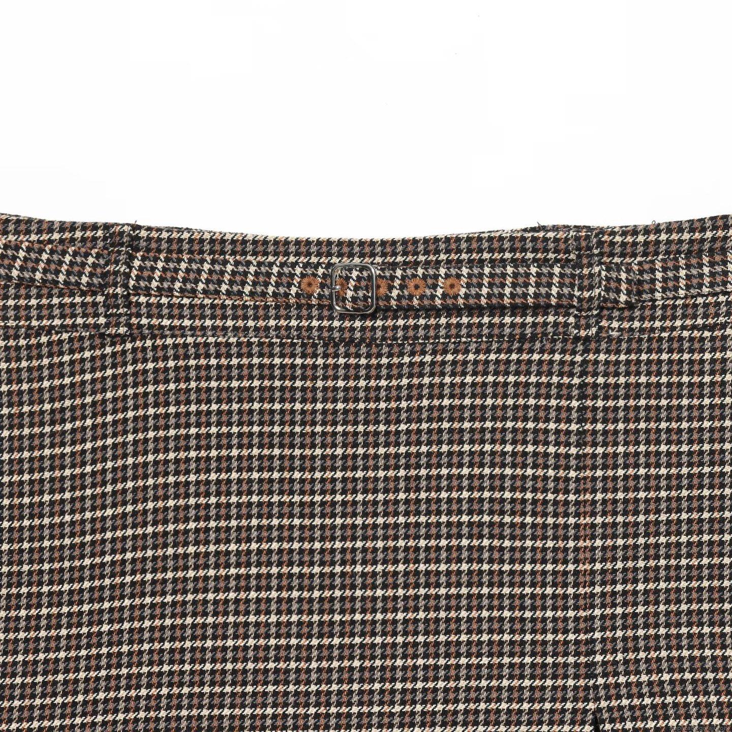 Women Retro Houndstooth Two Piece Set Boucle Tweed Zipper Jacket And Belted Split Mini Skirt Casual British Style Autumn Winter Outfits For Lady