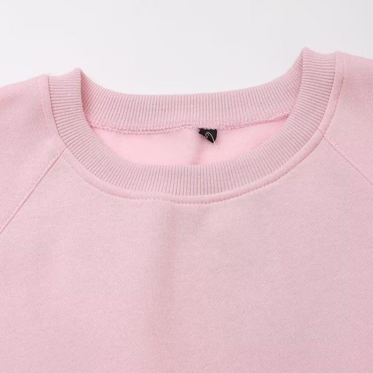 Women's Casual 85% Cotton Fleece Lined Sweatshirt Or Sweatpants Loose Round Neck Long Sleeve Pullover High Waist Elastic Straight Leg Trousers Daily Loungewear