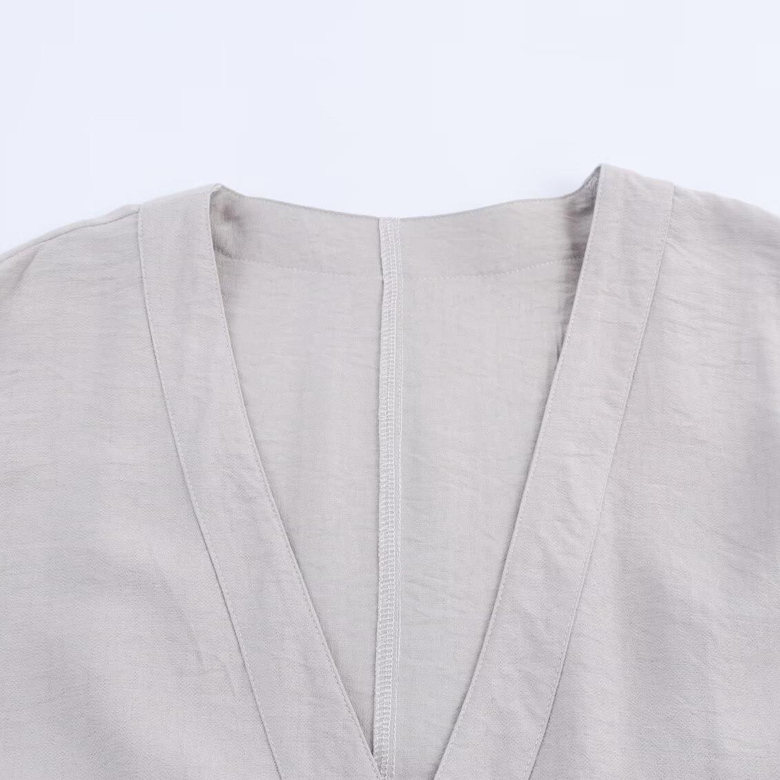 Women's Casual Loungewear Set Fashion Bow Tie Wrap V-Neck Long Sleeve Top And Elastic Waist Long Pants Two Piece Solid Color Comfortable Home Wear Outwear