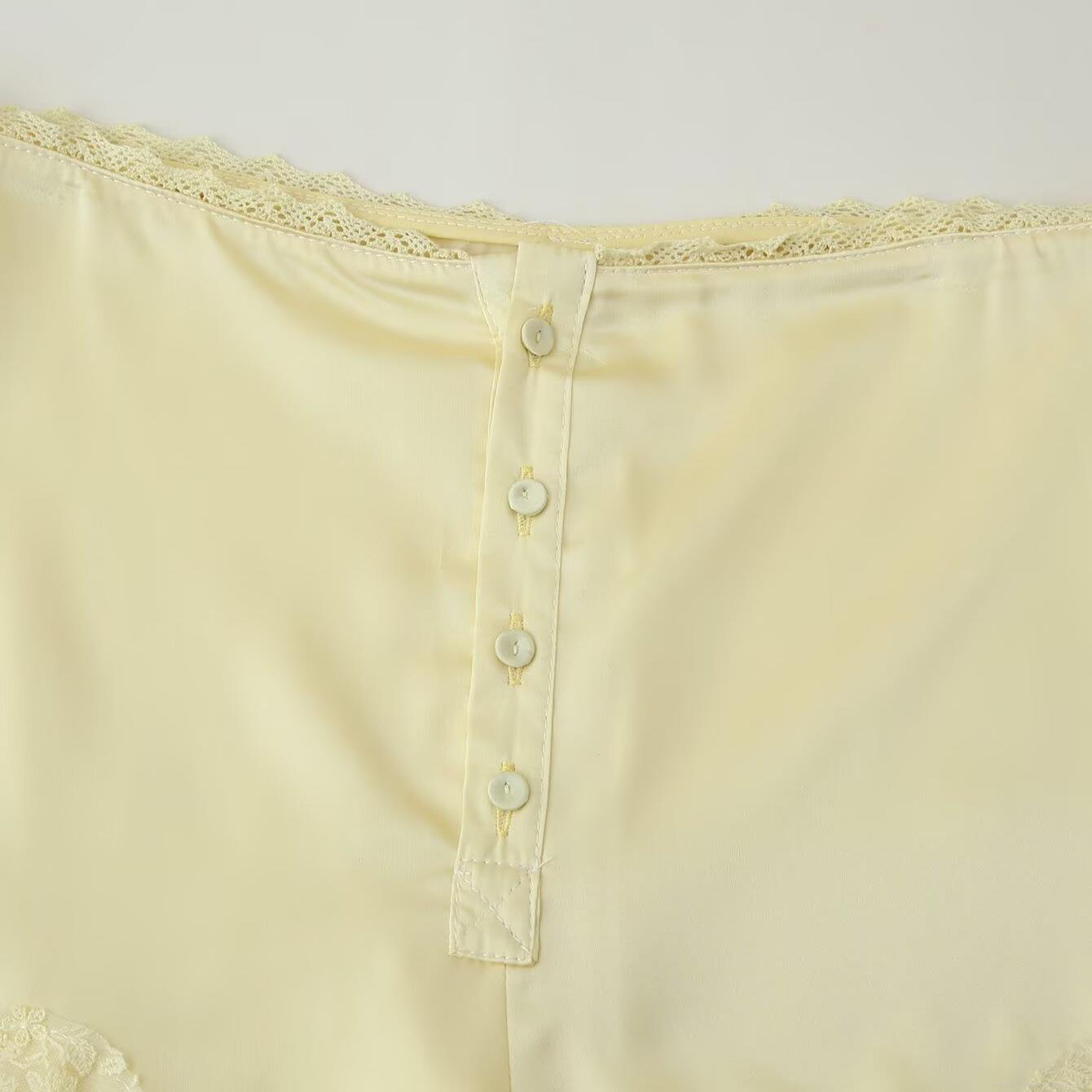Women's Elegant Satin Lace Trim Camisole and Shorts Set V-Neck Adjustable Straps Loungewear Sleepwear Home Suit Sexy Pajamas Two-Piece Outfit